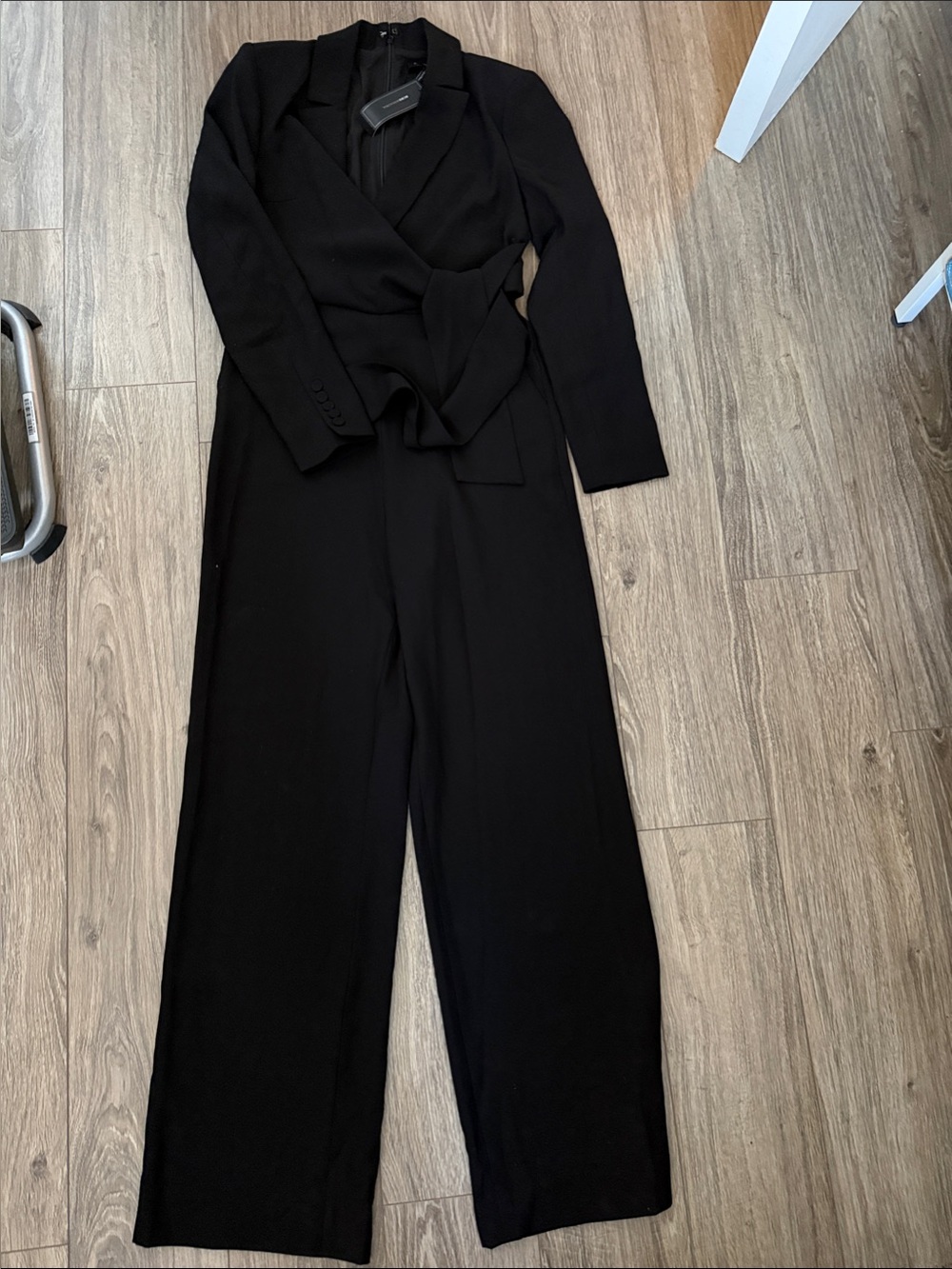BCBG Maxazaria Black Women's Tailored Wrap Jumpsuit